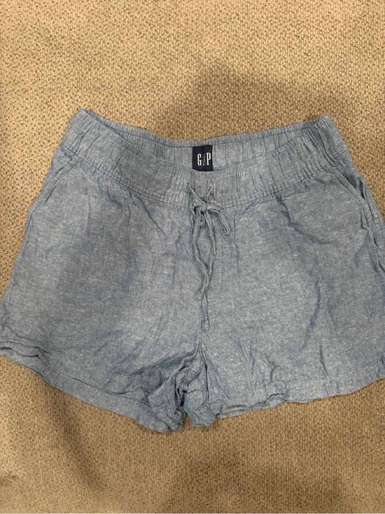 GAP Pants - GAP Linen Blend Chambray Drawstring Shorts Women's Medium Blue Casual